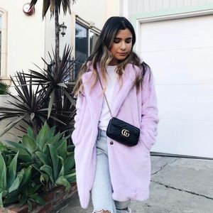 Eggie shop faux fur purple coat
